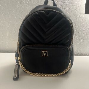 Victoria's Secret Black Backpack with Gold Accents